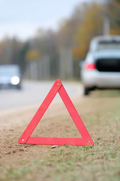 Emergency sign on a road — Stock Photo, Image