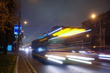  Moskova 'da gece trafiği