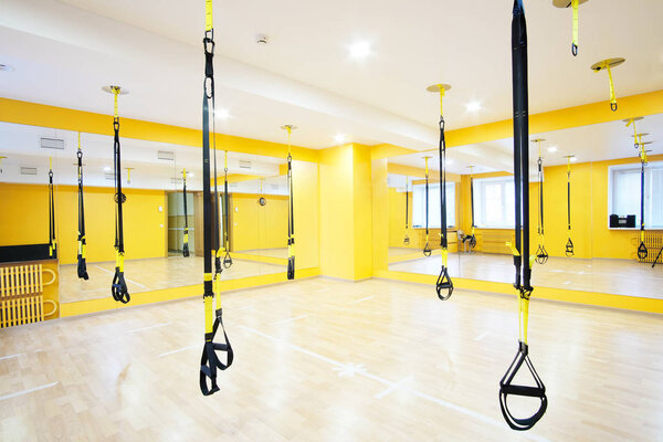 aerial ribbons in a modern fitness hall 