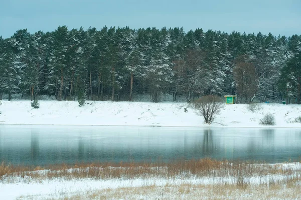 Заморожені зими озеро — стокове фото