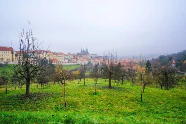 Panorama of an old Prague with St. Vitus Cathedral and Prague Castle — Stock Photo, Image