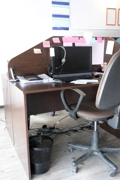 Office table with PC and different stationery on it — Stock Photo, Image