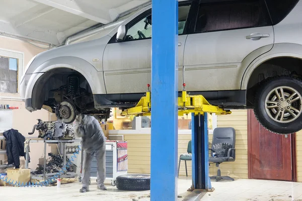 Automobilů v auto opravy stanice — Stock fotografie