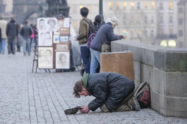 Beggar in Prague — Stock Photo, Image