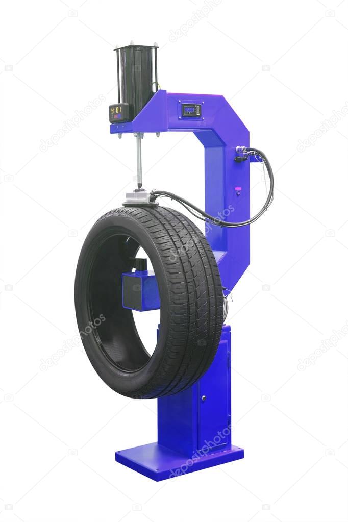 wheel on a tire machine