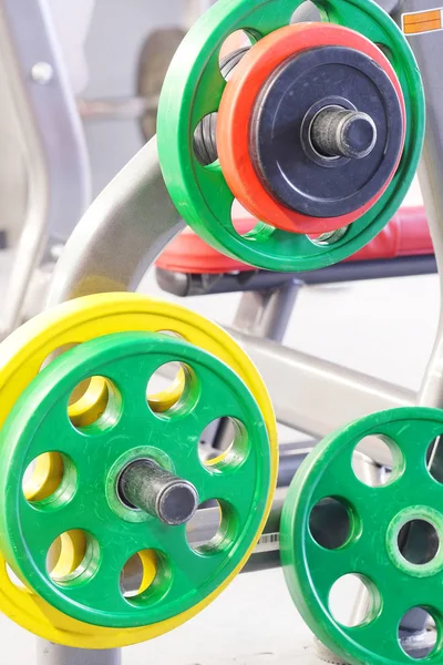 Weights in a fitness hall — Stock Photo, Image