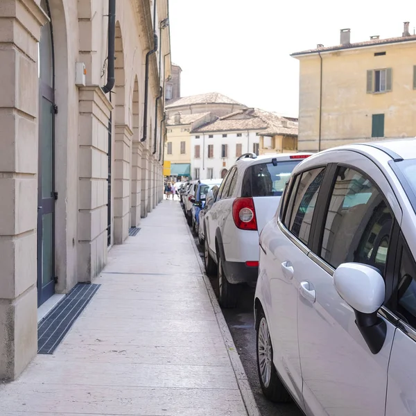 Cars on a parking in Mantua — Stock Photo, Image