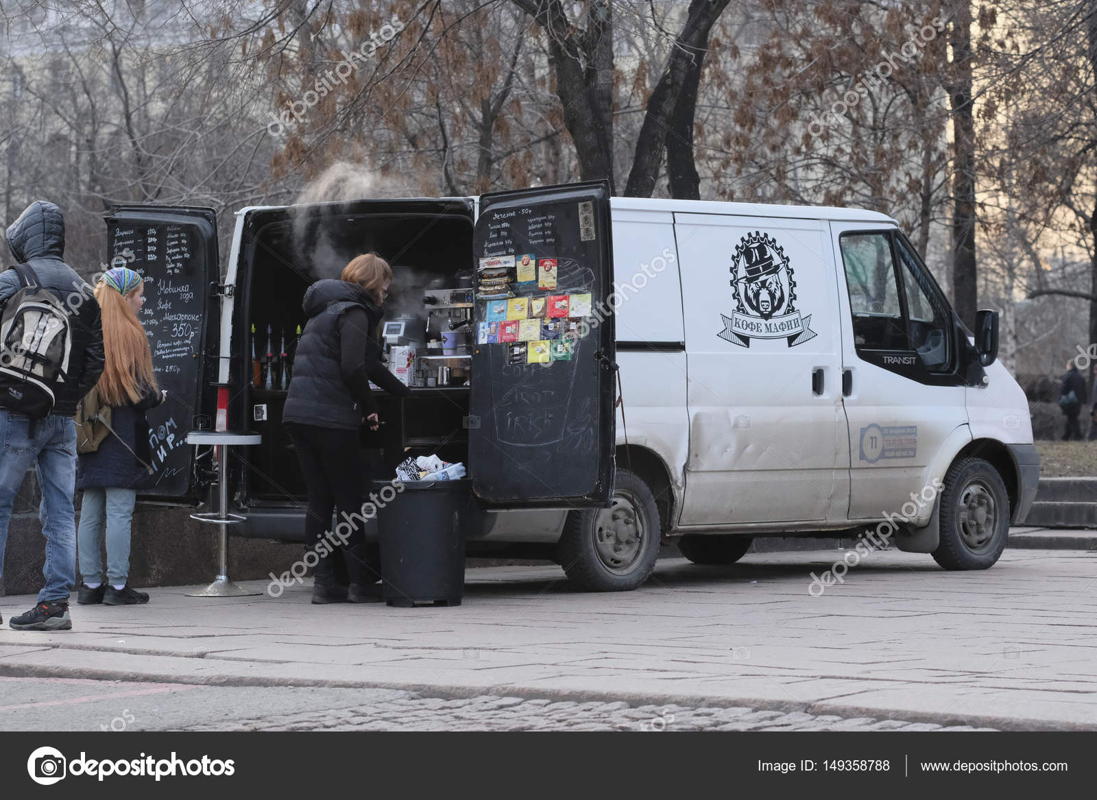 selling coffee from a van