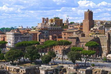 bir fuar Açık Hava Müzesi Antik Roma forumun bir parçası ile Roma Panorama