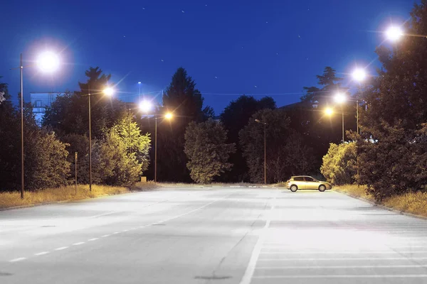 Night landscape with the image of empty parking in Rovigo — Stock Photo, Image