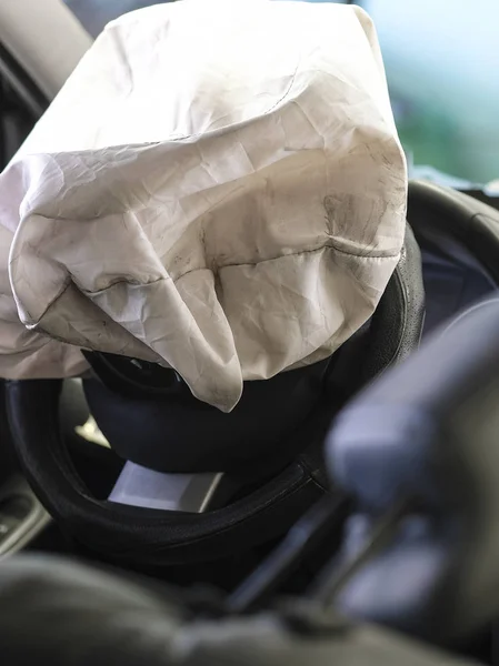 Car interior with the opened air bag — Stock Photo, Image
