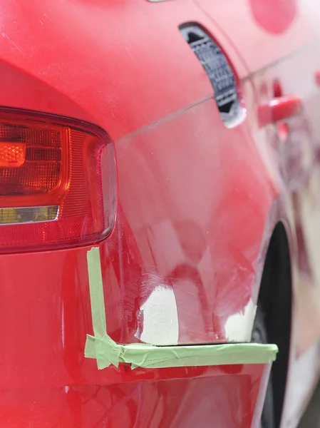 Car under repair in a car body shop