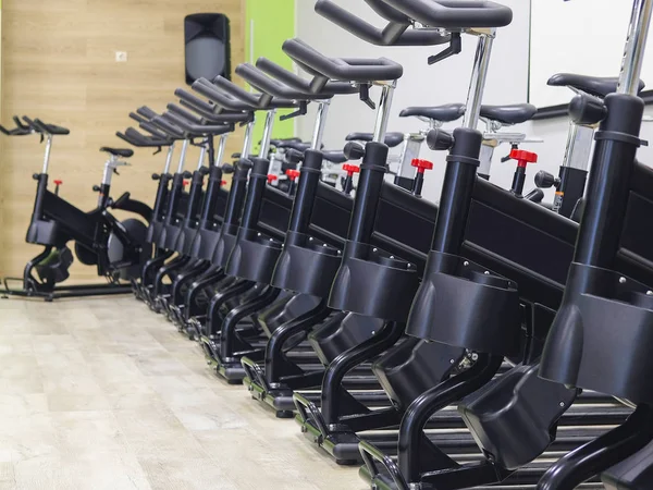 Bicycles in a fitness hall — Stock Photo, Image