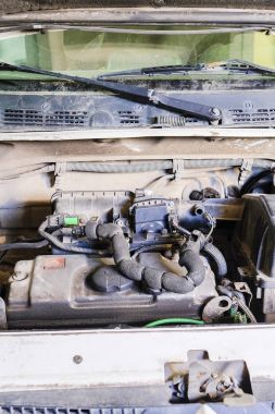 Araba motor bölümü yakın çekim