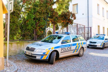 Kutna Hora, Çek Cumhuriyeti - Kasım, 24, 2017: Kutna Nora polis arabasında