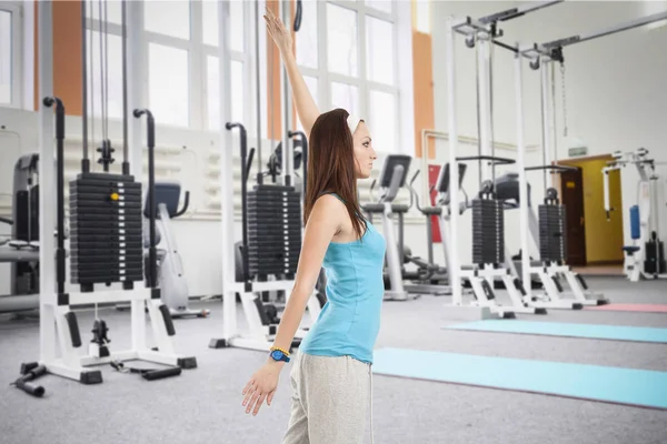 Interior Fitness Hall Girl Background — Stock Photo, Image