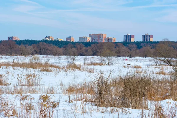 Paysage Rural Avec Image Une Ville Sous Fond — Photo