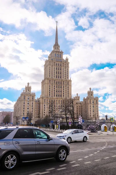 Moscow Russia April 2018 Exterior Ukrain Hotel Mosco — Stock Photo, Image