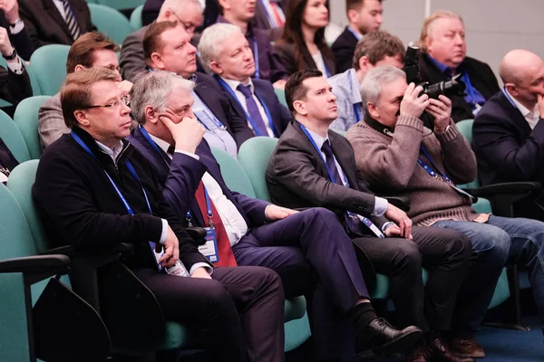 Moskou Rusland April 2018 Publiek Luistert Naar Het Acteren Een — Stockfoto