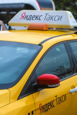 Moskova, Rusya - Mayıs, 6, 2018: yandex görüntüsünü taksi Moskova'da