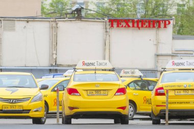 Moskova, Rusya - Mayıs, 6, 2018: yandex görüntüsünü taksi Moskova'da