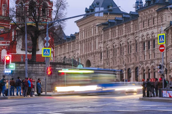 Moscow Russia October 2019 Image Bus Night Street Moscow — Stock Photo, Image