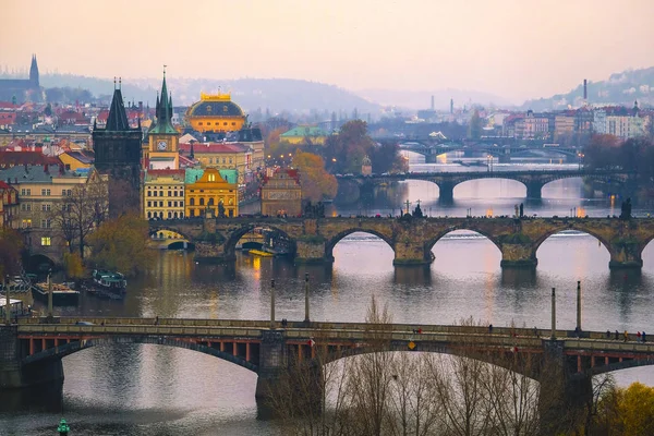 Praag Tsjechië November 2019 Praag Landschap Met Uitzicht Karelsbrug — Stockfoto