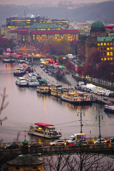 Landscape Image Center Prague Vltava River Evening — Stock Photo, Image