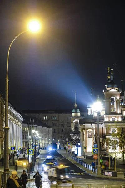 Mosca Russia Novembre 2019 Immagine Del Traffico Notturno Mosca — Foto Stock