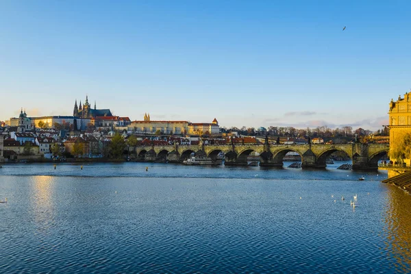 Landschaft Mit Dem Vordergrund Der Moldau Prag — Stockfoto
