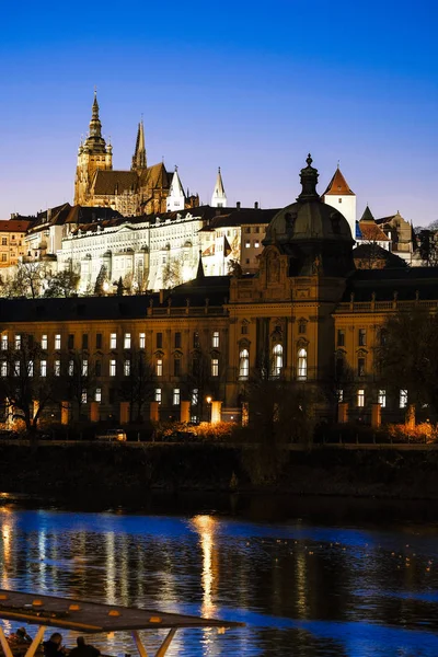 Prága Csehország 2019 November Tájkép Prágai Szent Vitus Székesegyházról Éjjel — Stock Fotó