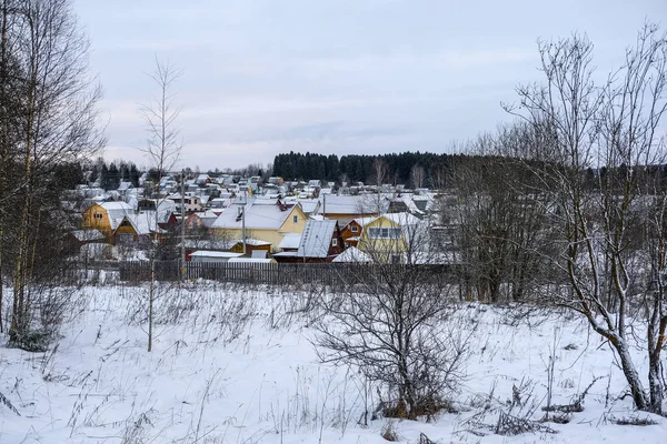 Pequeña Casa Pueblo Karelia Invierno — Foto de Stock