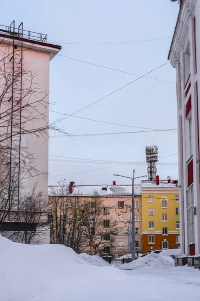 Murmansk Rusya Ocak 2020 Karlı Kaldırım Manzarası — Stok fotoğraf