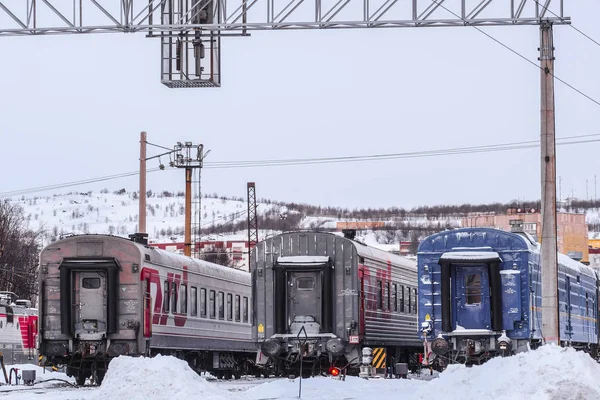 Murmansk Rusia Enero 2020 Tren Aparcamiento Murmansk —  Fotos de Stock