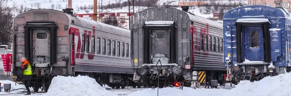 Murmansk Rússia Janeiro 2020 Trem Estacionamento Murmansk — Fotografia de Stock