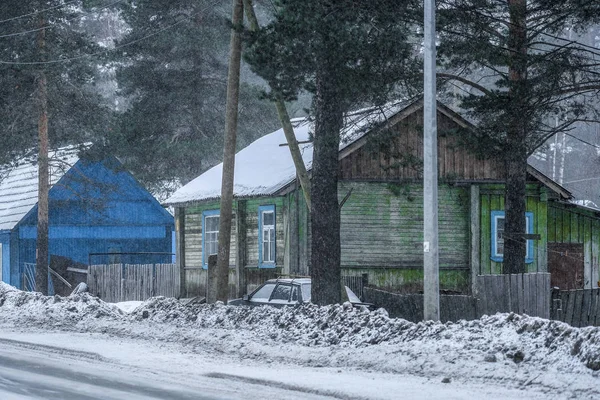 Wiejski Dom Miedwieżegorsku Karelia Rosja — Zdjęcie stockowe