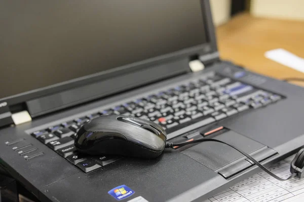 Imagem Laptop Mouse Computador — Fotografia de Stock