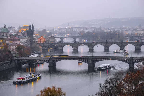 Praga Czechy Listopada 2019 Krajobraz Widokiem Most Karola Pradze — Zdjęcie stockowe