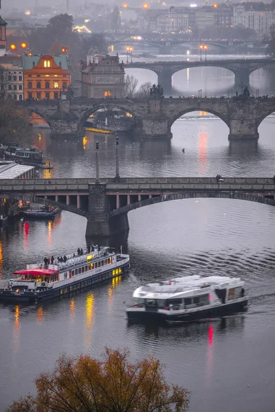 Прага Чехия Ноября 2019 Года Пейзаж Видом Карлов Мост Праге — стоковое фото