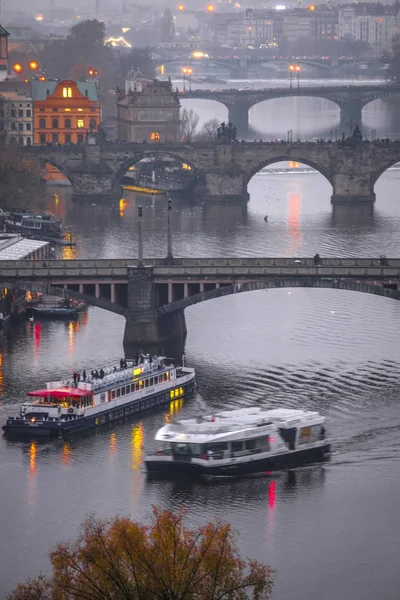 Прага Чехия Ноября 2019 Года Пейзаж Видом Карлов Мост Праге — стоковое фото