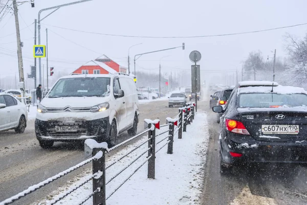 Moskauer Region Russland Januar 2020 Bild Von Autos Auf Autobahn — Stockfoto