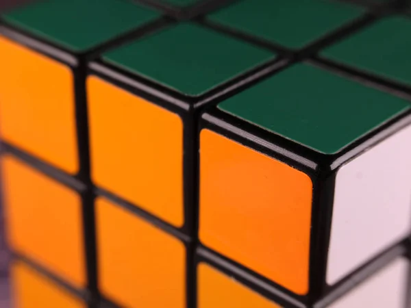 Imagen Cerca Parte Del Cubo Montado Rubik —  Fotos de Stock