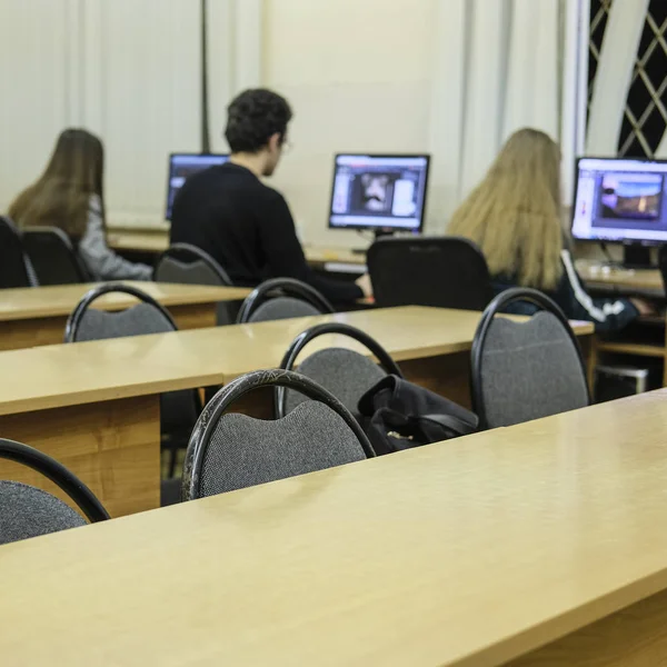 Moskou Rusland Januari 2020 Studenten Werken Een Computerklas — Stockfoto