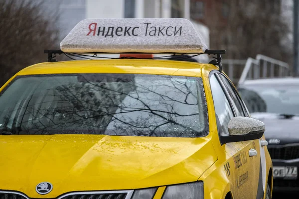 Moscocw Rusia Enero 2020 Imagen Del Taxi Calle Moscú — Foto de Stock