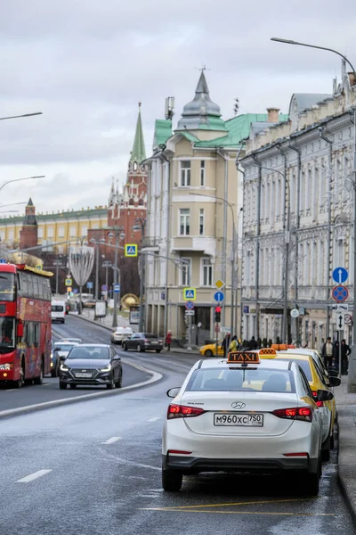 Moscow Russia January 2020 Image Taxi Moscow Street — Stock Photo, Image