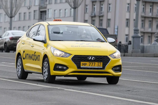 Moscow Russia January 2020 Image Taxi Moscow Street — 스톡 사진