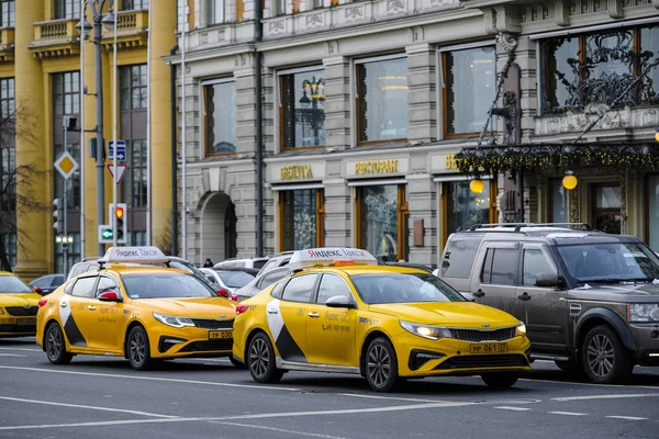 Moskva Ryssland Januari 2020 Bilden Taxin Moskva Gata — Stockfoto