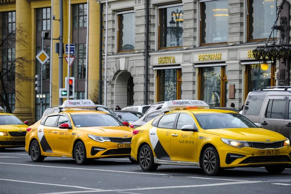 Moskva Ryssland Januari 2020 Bilden Taxin Moskva Gata — Stockfoto