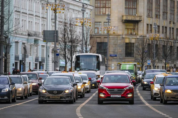 Moscow Russia January 2020 Image Traffic Moscow — Stock Photo, Image