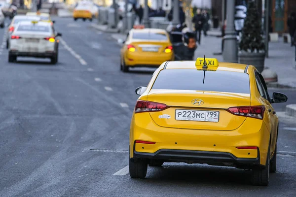 Moscow Russia January 2020 Image Taxi Moscow Street — 스톡 사진